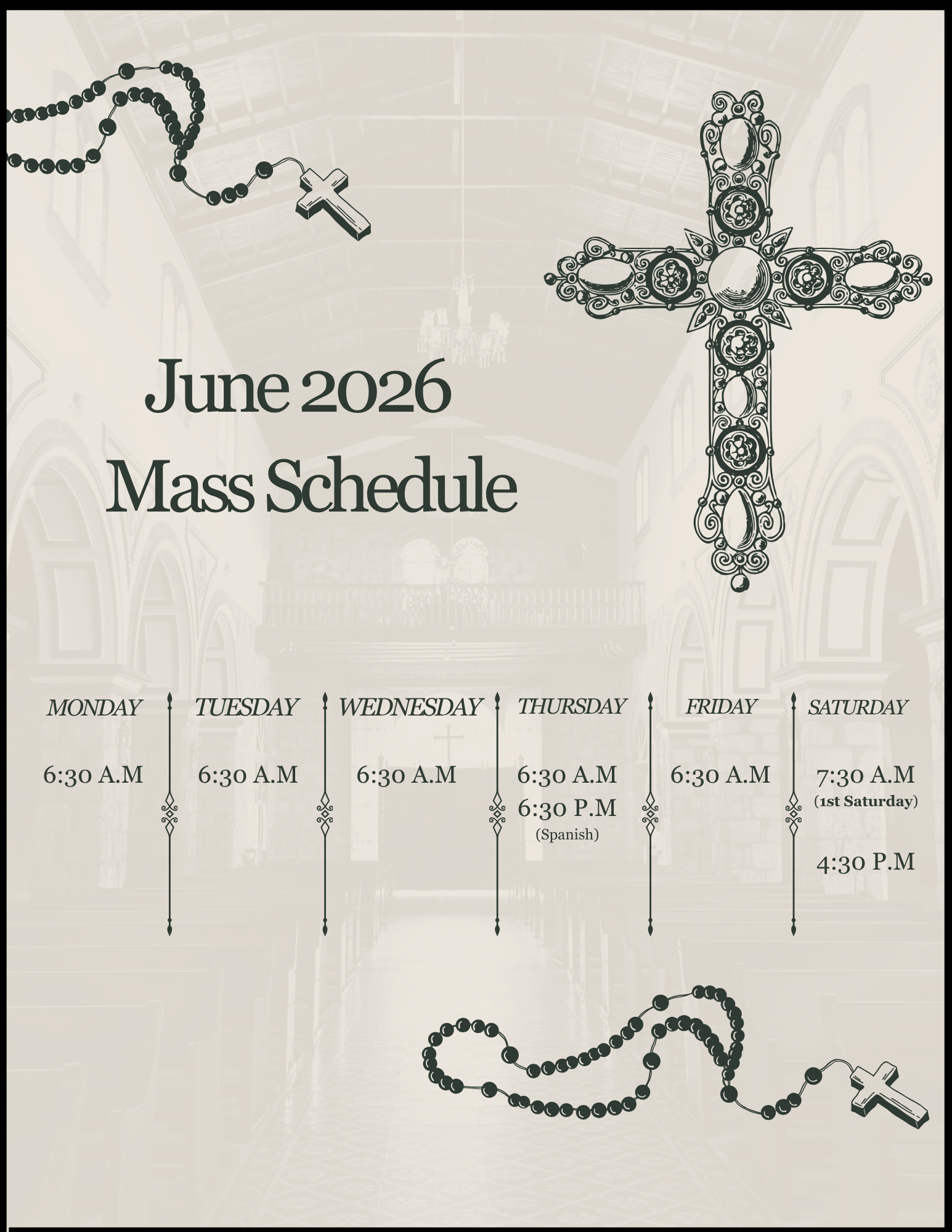 JUNE 2026 Mass Schedule (8.5 x 11 in)