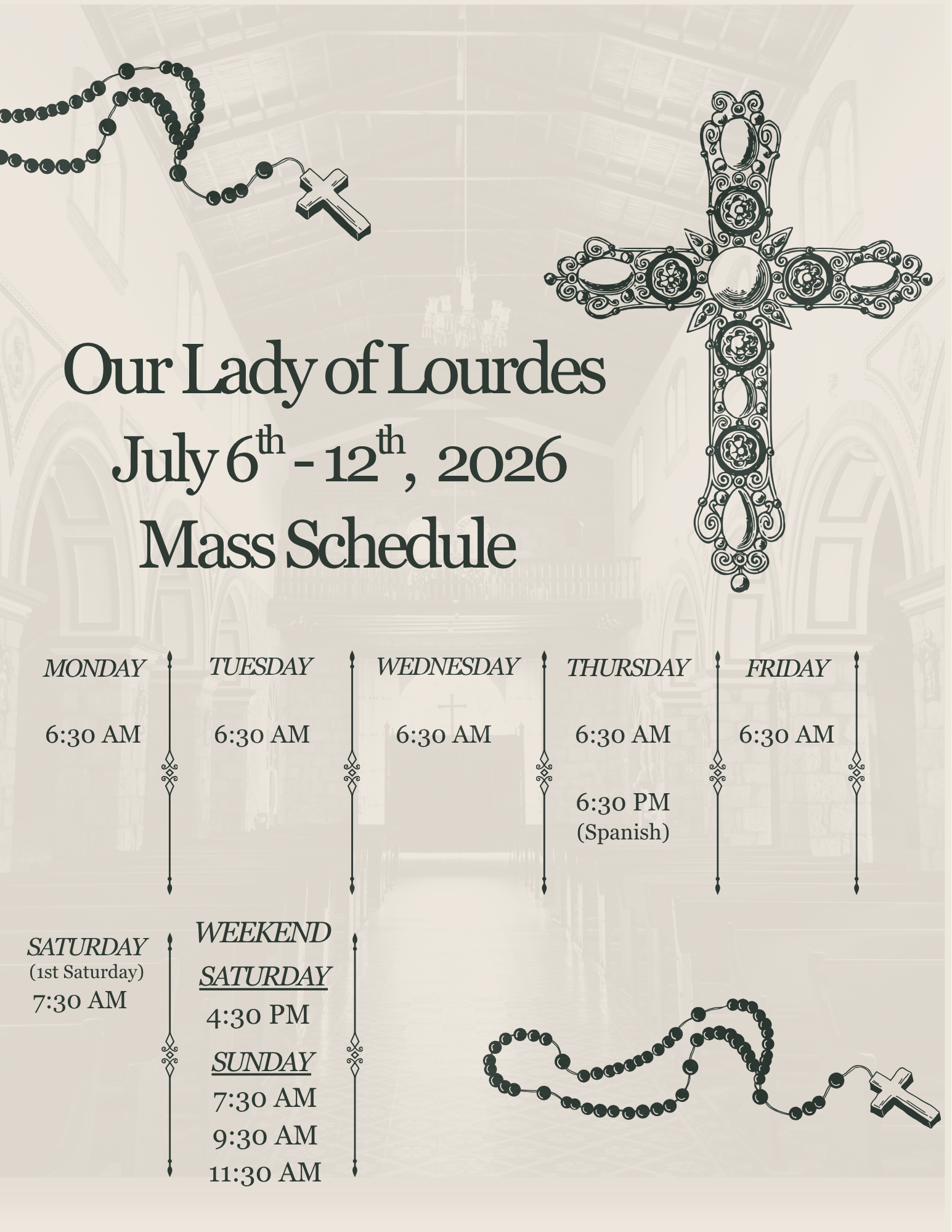 JULY 6-12 2026 Mass Schedule (8.5 x 11 in)