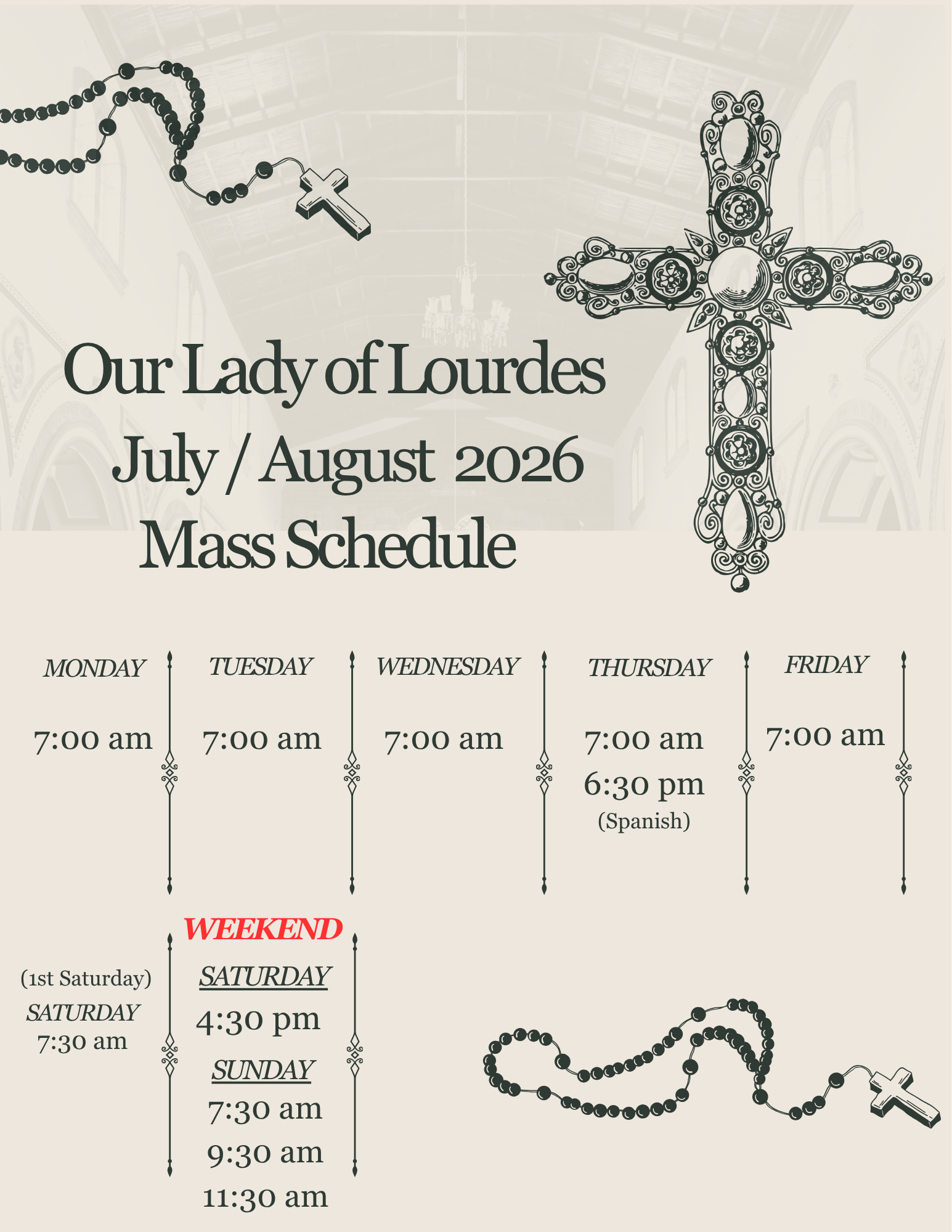 July August 2026 Mass Schedule (8.5 x 11 in)